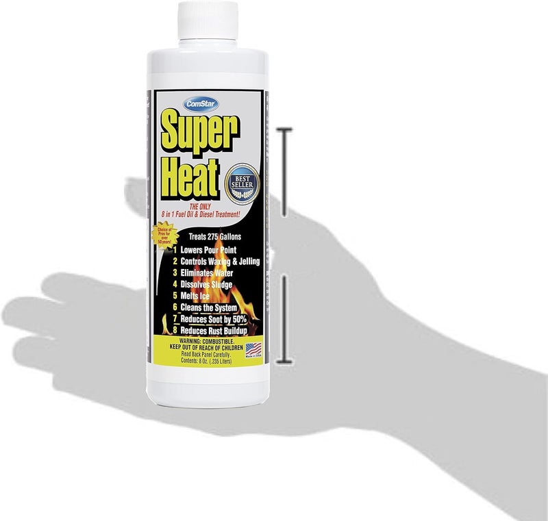 ComStar Super Heat, 8-in-1 Fuel Oil Treatment, Controls Waxing & Jelling, Melts Ice, Lowers Pour Point, Dissolves Sludge, Reduces Soot, Rust, Water, Cleans Parts, Made In USA, 16 Ounces (60-130) - Image 4